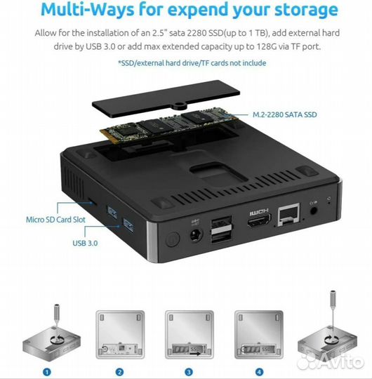Мини пк szbox S33.Модель: N3350 Windows 10