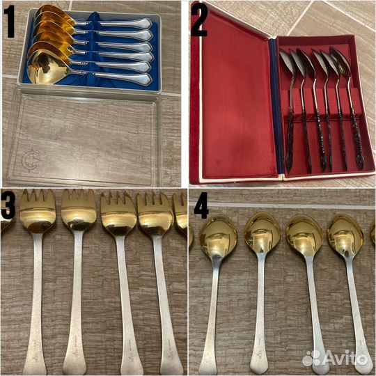 Ложки салатные золочение чайные ложки Таллин СССР