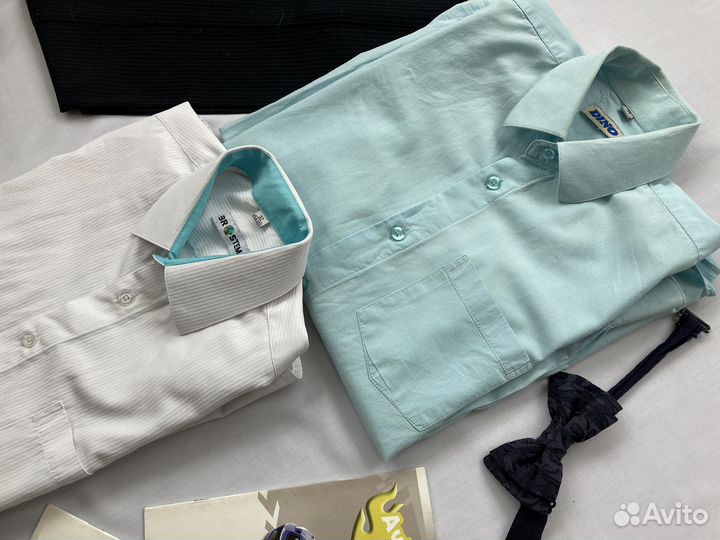 Рубашка белая школьная форма 146 152 брюки синие