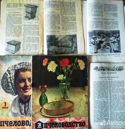 Журналы.Пчеловодство 56,66,67г + книга 62г
