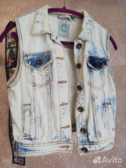 Джинсовая жилетка+бриджи