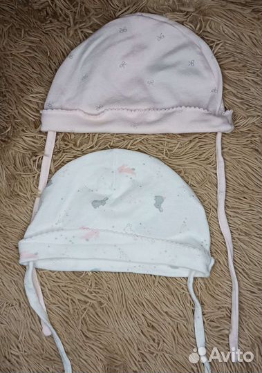 Шапочки +2 чепчика, 6-12 месяцев