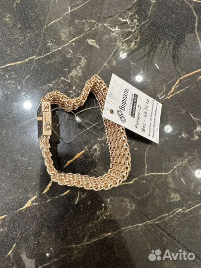 Браслет ратник позолота 585 коробка