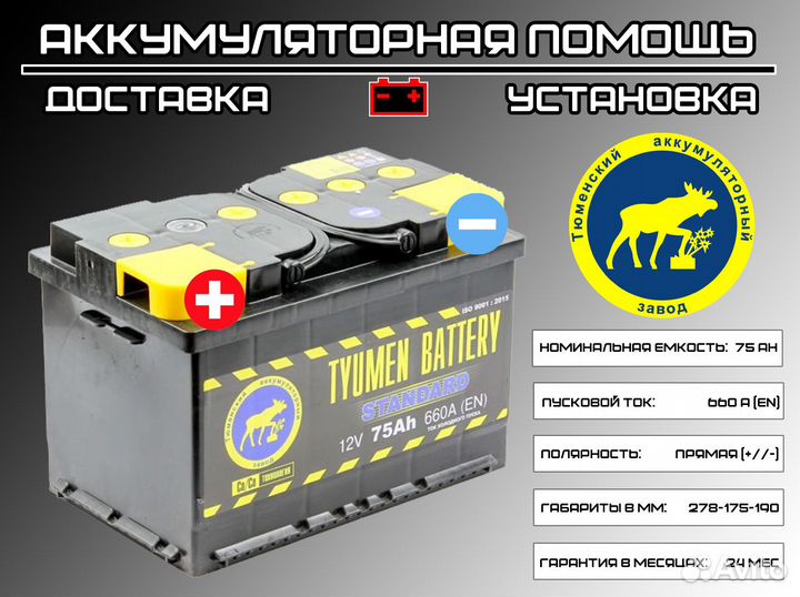 Аккумулятор Тюмень 75 Ah для Tucson (доставка)