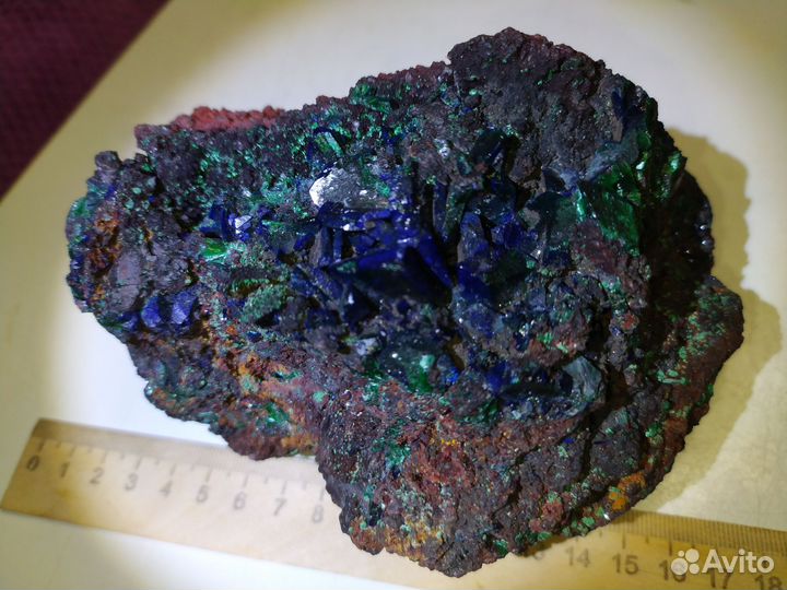 Азурит большие кристаллы на породе