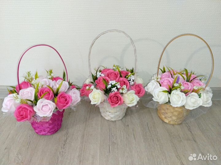 Мыльные цветы в корзинке