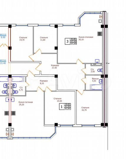 3-к. квартира, 107,6 м², 5/8 эт.