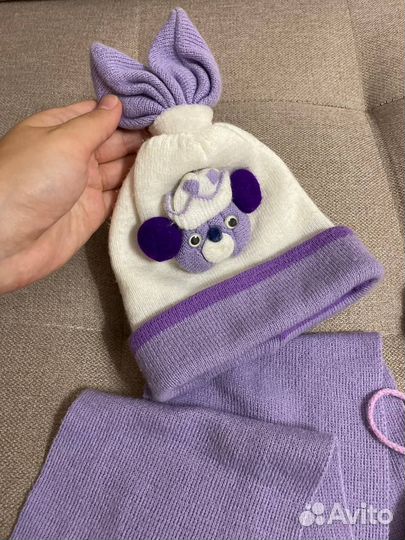 Комплект шапка, шарф и варежки