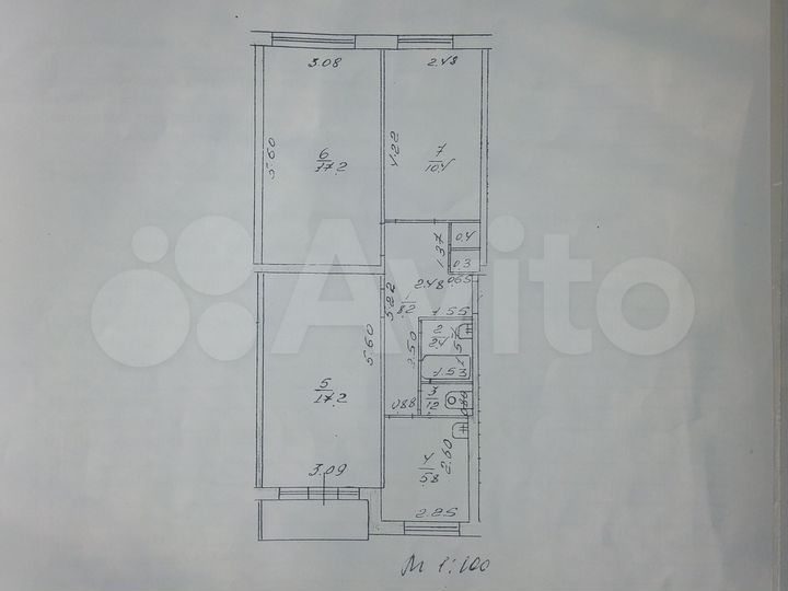 3-к. квартира, 63,1 м², 2/5 эт.