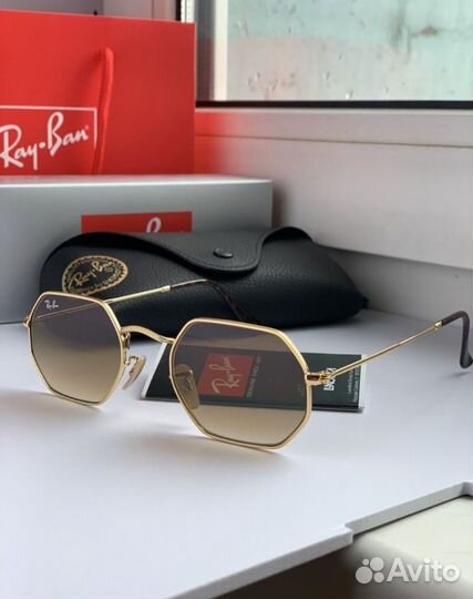 Солнцезащитные очки ray ban octagonal коричневые