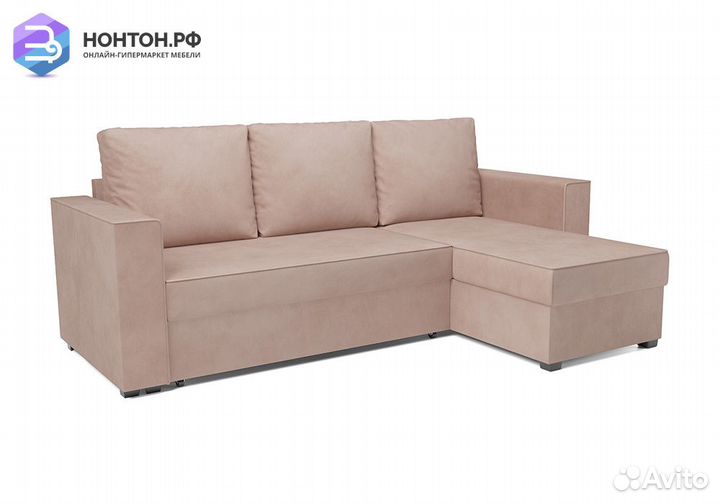 Угловой диван дельфин Рим микровелюр бежевый