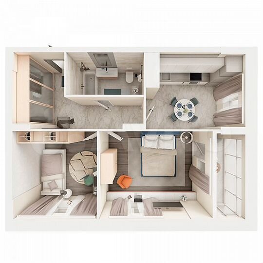 2-к. квартира, 53,7 м², 10/19 эт.