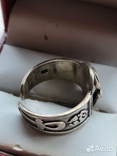 Серебряный перстень из Египта Анх Скарабей