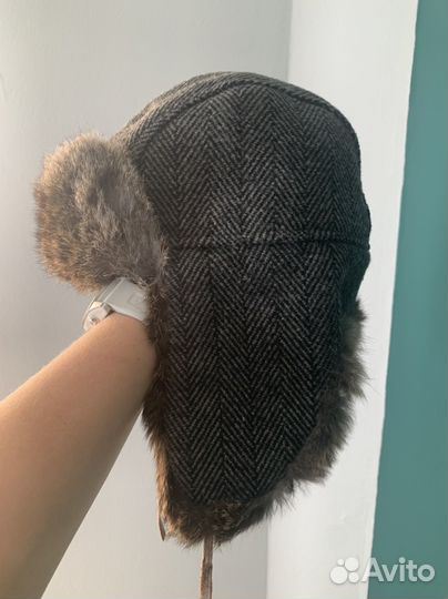 Шапка ушанка из кролика для мальчика