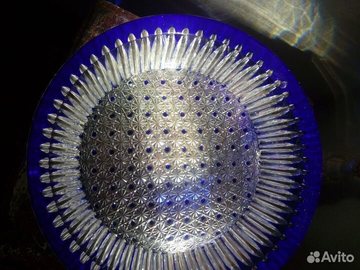 Синий Хрусталь Ваза Блюдо Вес 4.2 кг