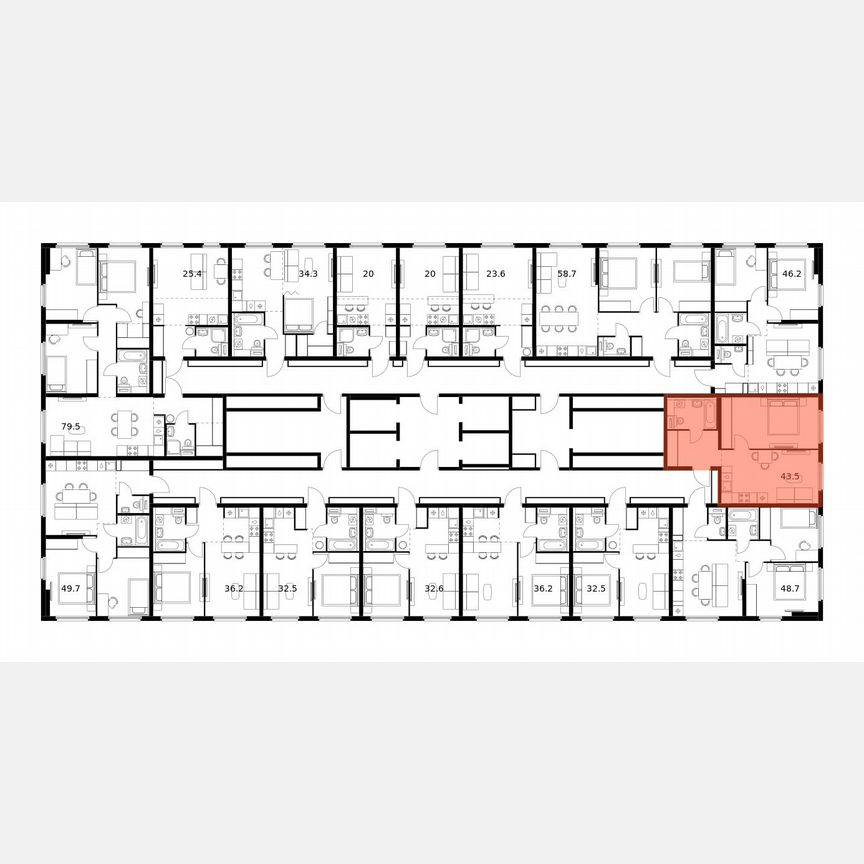 1-к. квартира, 43,5 м², 18/25 эт.