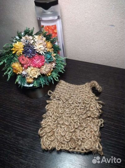 Вязание мочалок из джута