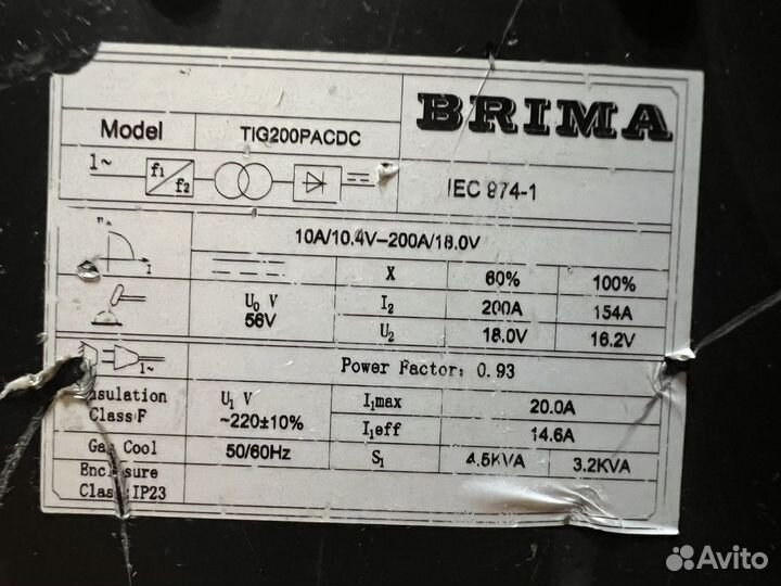 Сварочный аппарат Brima Tig 200, аргоновая сварка