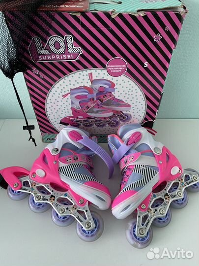 Ролики детские раздвижные 28-33 размер + защита
