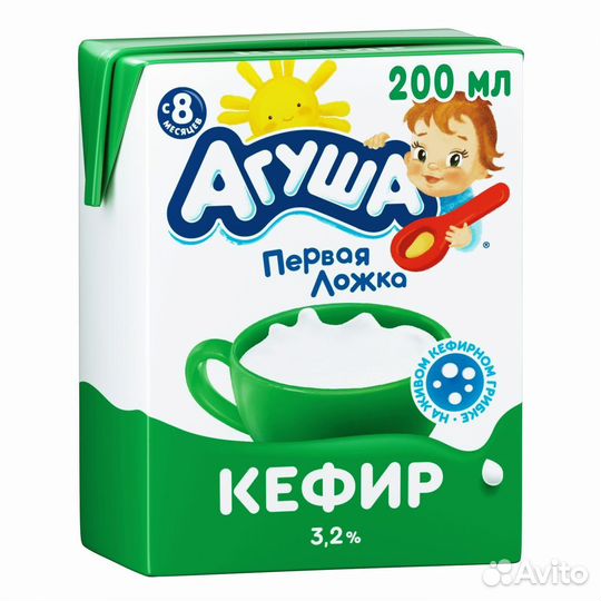 Агуша кефир, пюре, молоко, сок