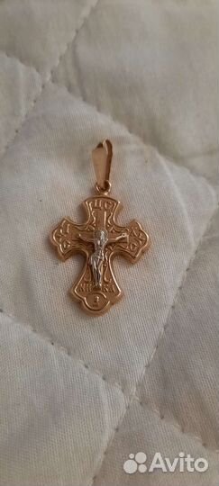 Золотая подвеска крест 585
