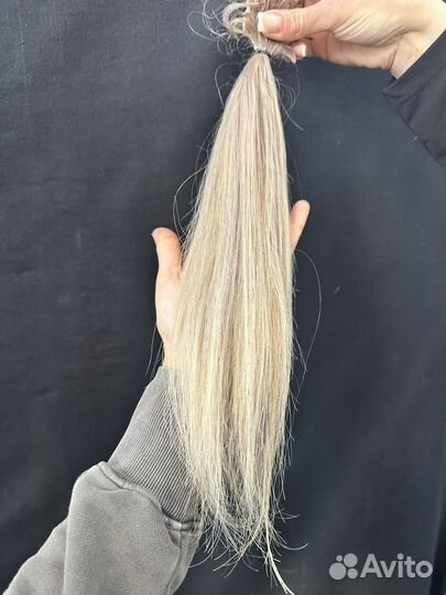 Волосы для наращивания натуральные блонд 40-45 см