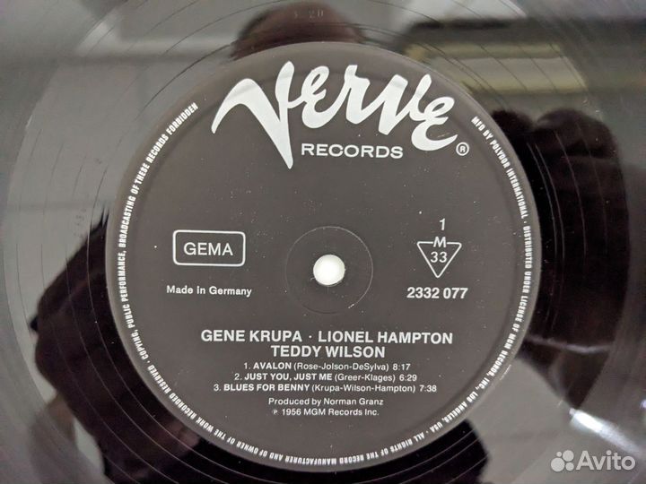 Gene Krupa Lionel Hampton Teddy Wilson винил джаз