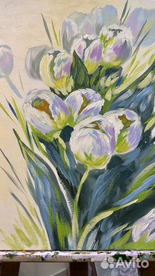 Картина акрилом на холсте цветы