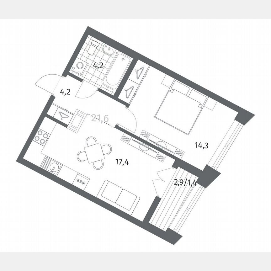 1-к. квартира, 41,5 м², 7/12 эт.