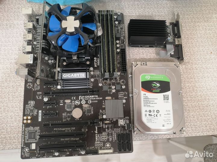 Комплект мать + процессор + озу + видеокарта + HDD