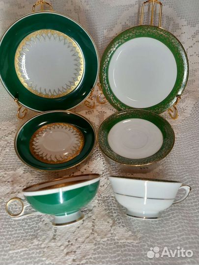 Фарфоровые предметы в зеленом цвете