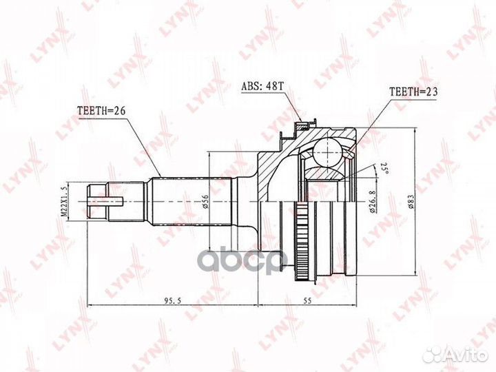 ШРУС наружный lynxauto CO-7506A toyota Carina E