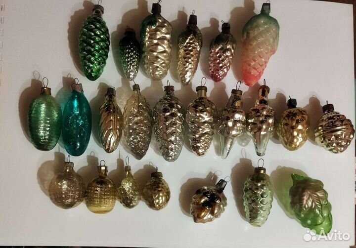 Новогодние игрушки СССР шишки, ягоды, сосульки