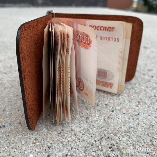 Зажим для денег + карта rusultras logo коньяк