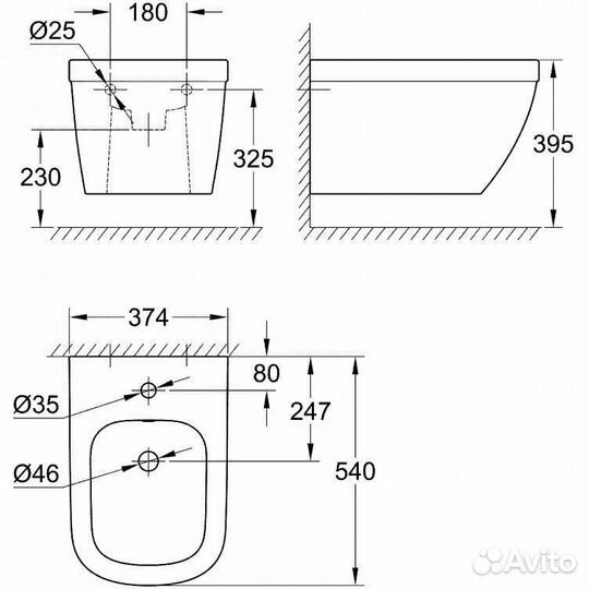 39208000 Euro Ceramic Биде подвесное, альпин-белый