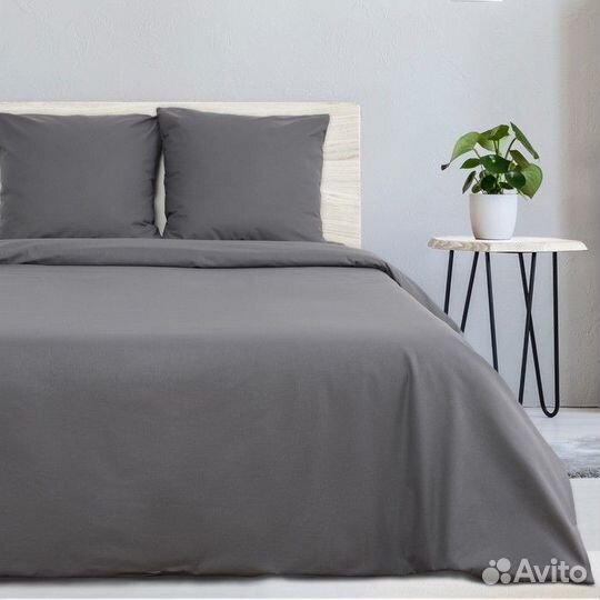 Постельное белье серое поплин двухспальное