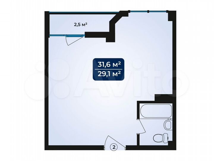 1-к. апартаменты, 31,7 м², 2/11 эт.