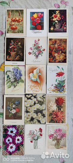 Открытки СССР, цветы 50-60-70г.ГДР и др