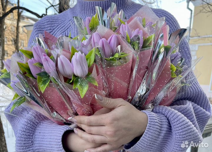 Тюльпаны из мыла, букет тюльпанов из мыла