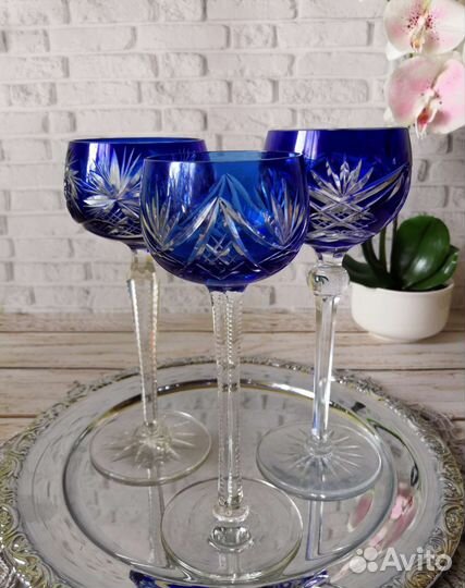 Фужеры цветной накладной хрусталь Германия