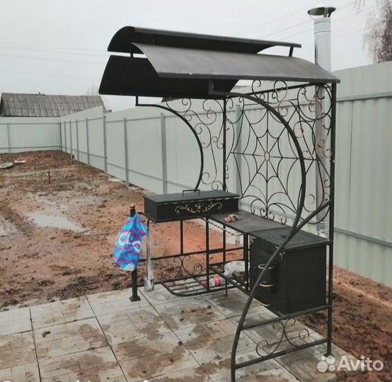 Кованый мангал с печкой