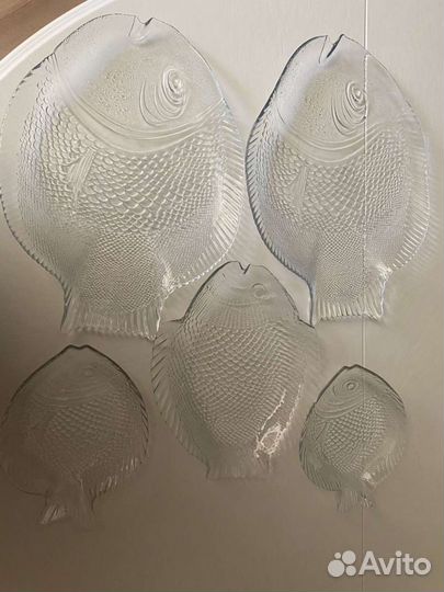 Блюда сервировочные. Блюда рыбка. Прозрачные