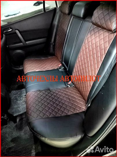 Чехлы Автопилот Mazda 6 из экокожи чёрно-шоколадны