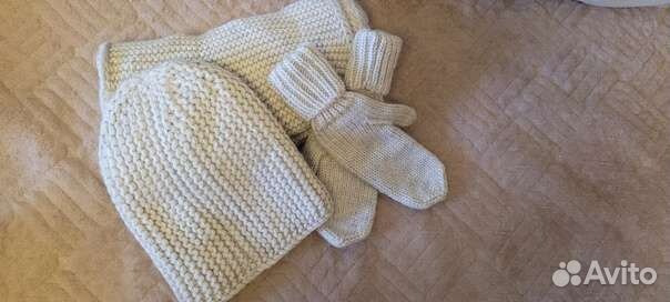 Комплект шапка, шарф, варежки