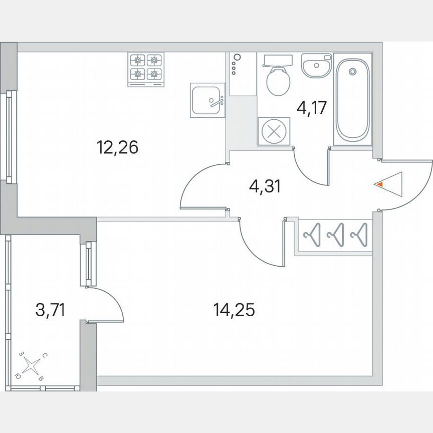 1-к. квартира, 36,9 м², 4/8 эт.