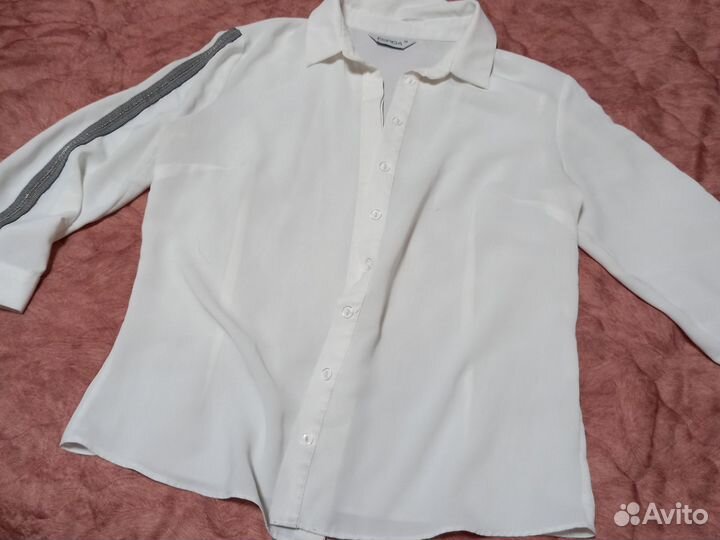 Блузка белая с лампасами под шёлк