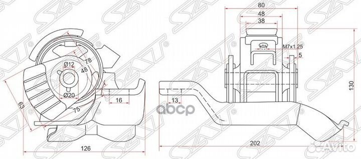 Подушка двигателя LH corolla 4-5AFE 91-97 ATM A