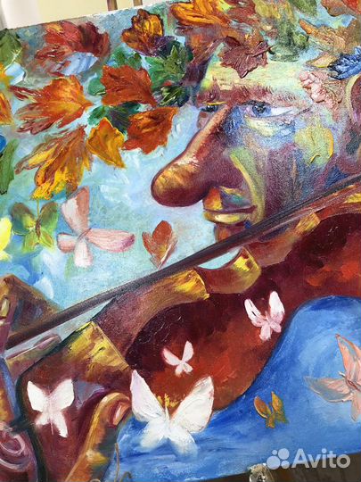 Картина маслом на холсте 60х80. Скрипач