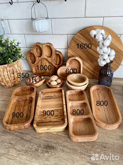 Менажницы и тарелки из дуба
