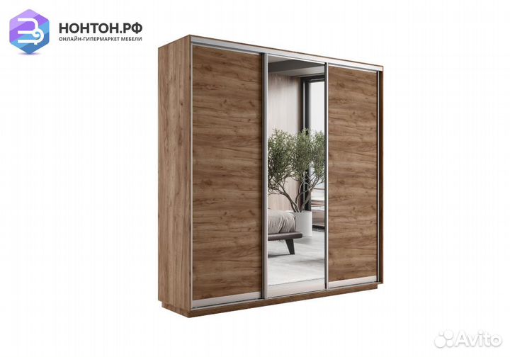 Шкаф-купе 3-х дверный с зеркалом Экспресс крафт та